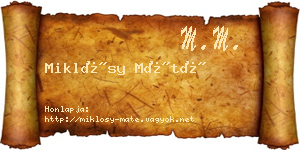 Miklósy Máté névjegykártya